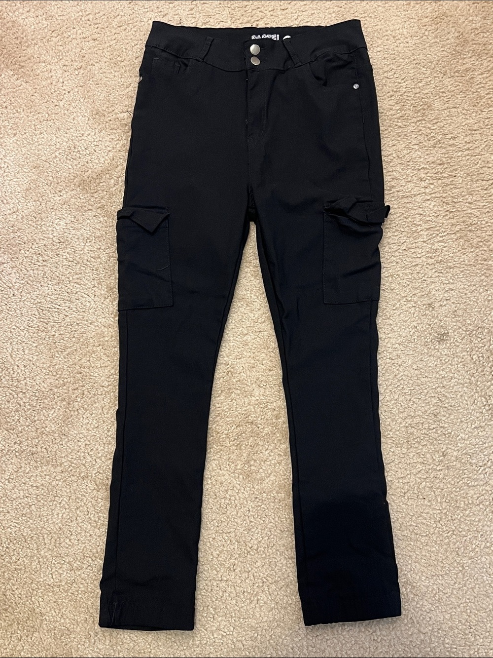 Pastels Black Skinny Pants with Flap Thigh Pockets